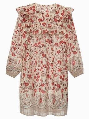 Ulla Johnson Kimaya Floral Dress Cream Red Ruffle Girls Size 4T Cottagecore